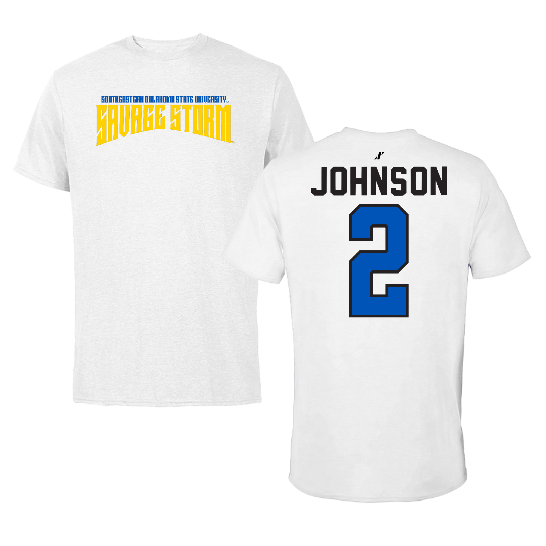Southeastern Oklahoma State University Softball White Classic Performance Tee - #2 Lorryn Johnson