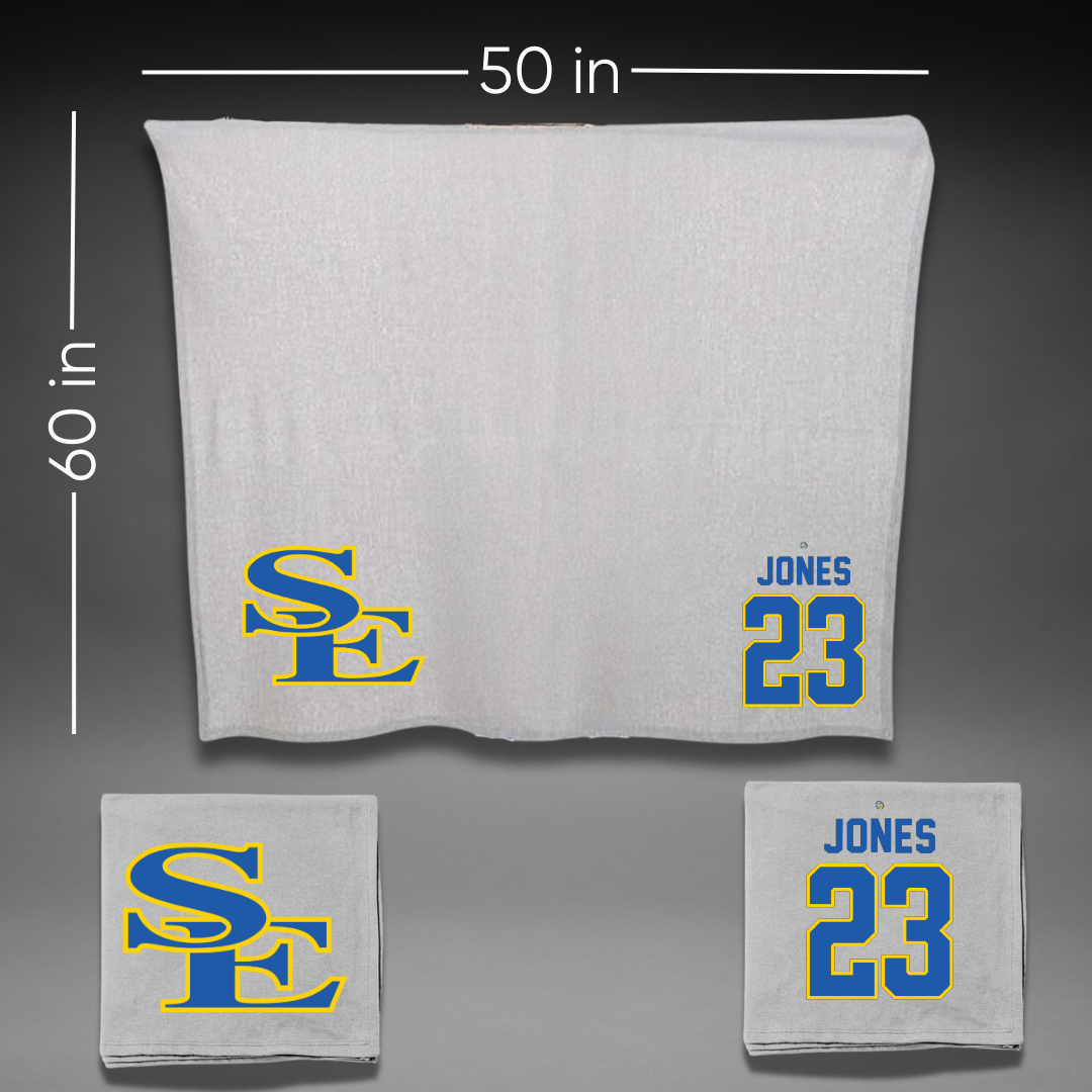 Southeastern Oklahoma State University Football Gray Blanket - #23 Joseph Jones