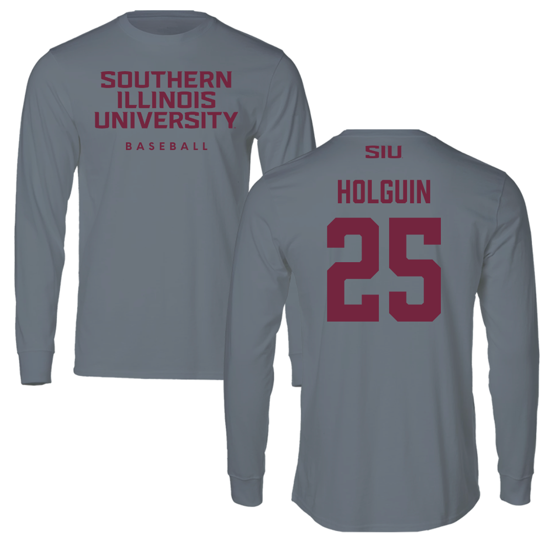 Southern Illinois University at Carbondale Baseball Gray Performance Long Sleeve - #25 Al Holguin