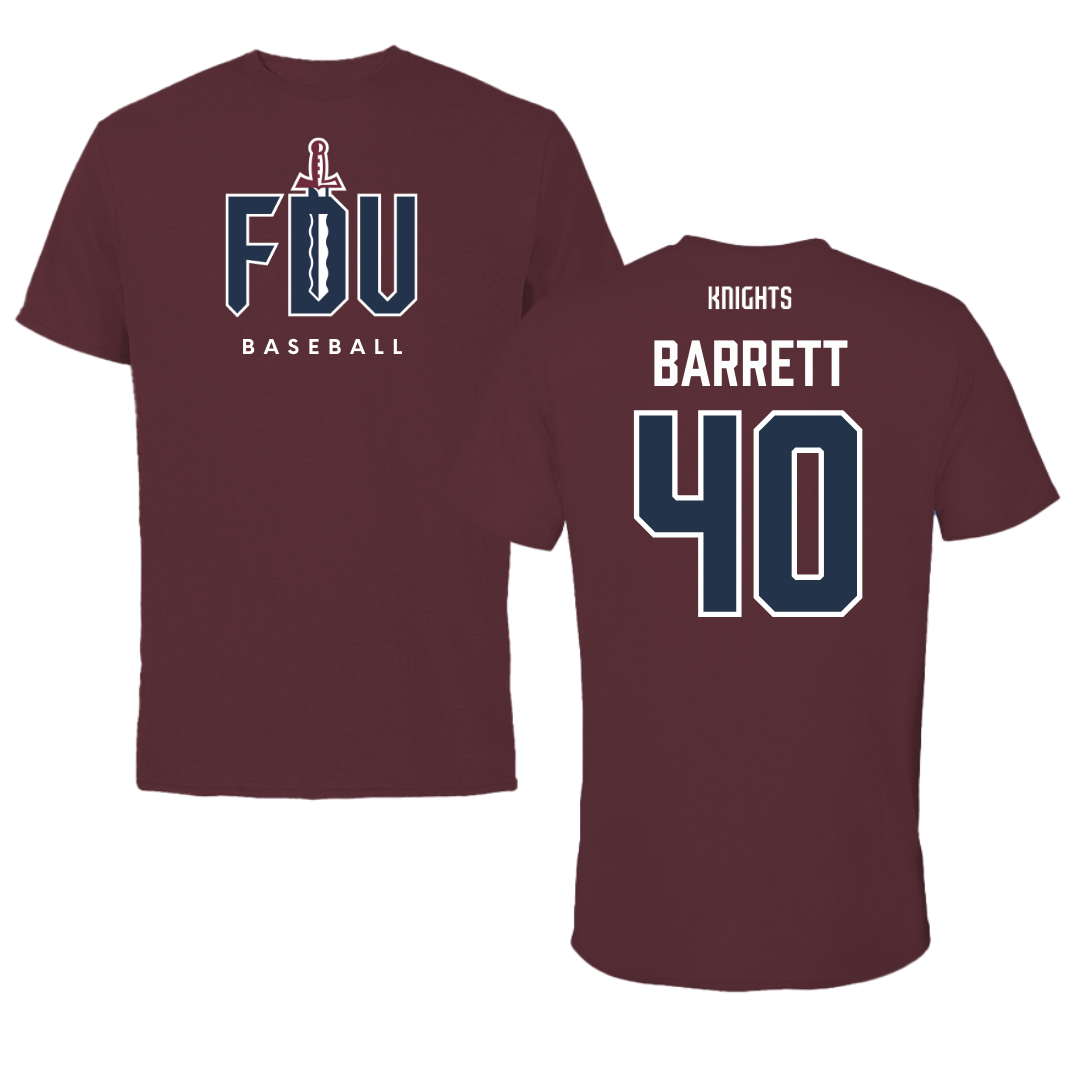 Fairleigh Dickinson University-Metropolitan Campus Baseball Maroon Performance Tee - #40 Ian Barrett
