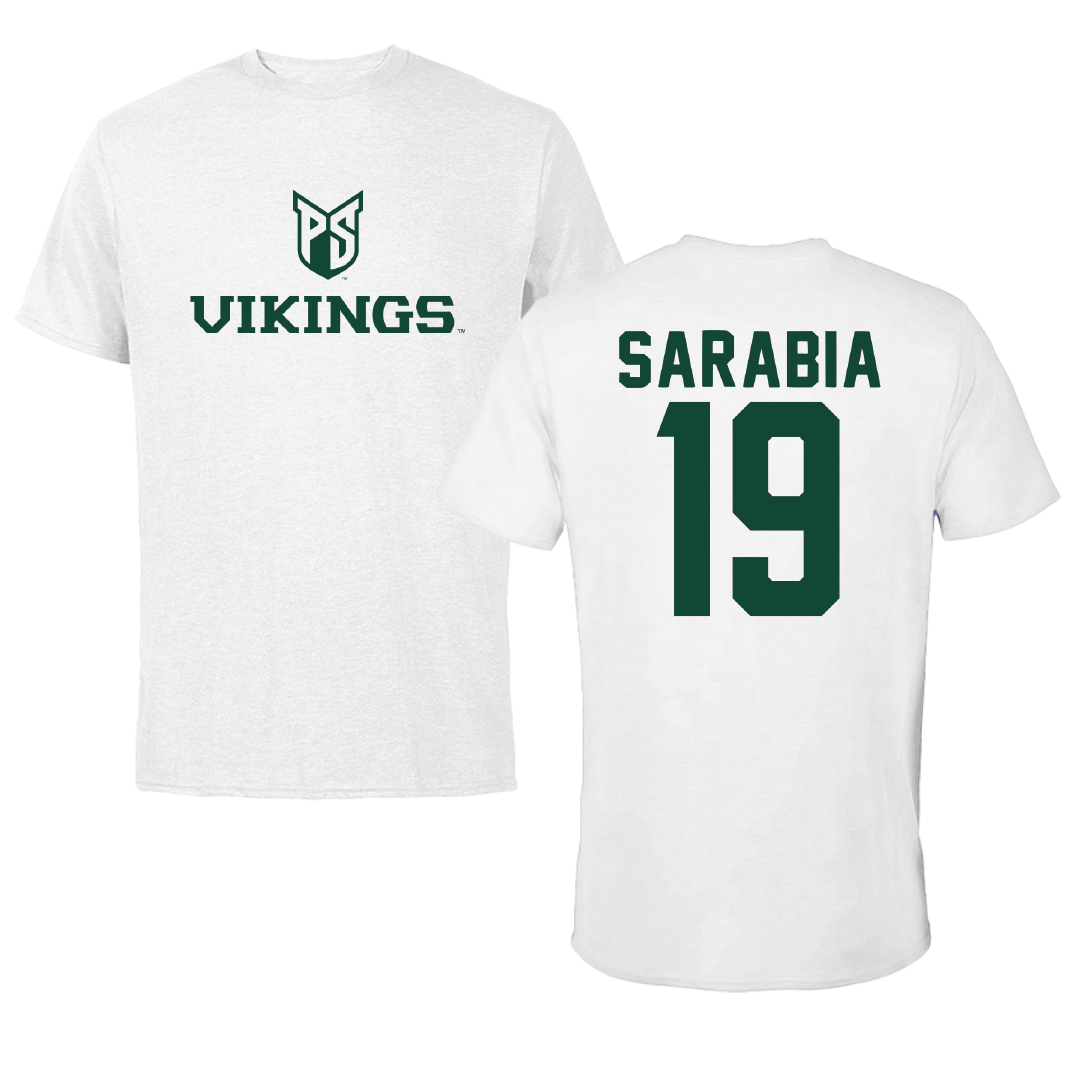 Portland State University Soccer White Performance Tee - #19 Grace Sarabia