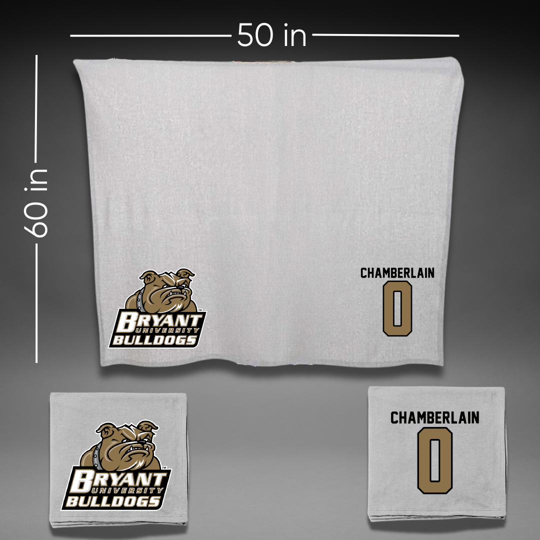 Bryant University Baseball Gray Blanket - #0 Liam Chamberlain