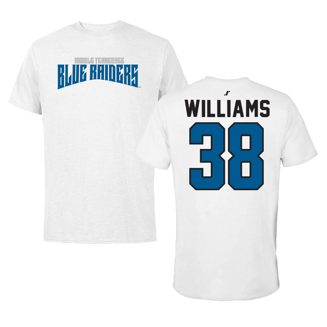Middle Tennessee State University Ice Hockey White Classic Performance Tee - #38 Grant Williams