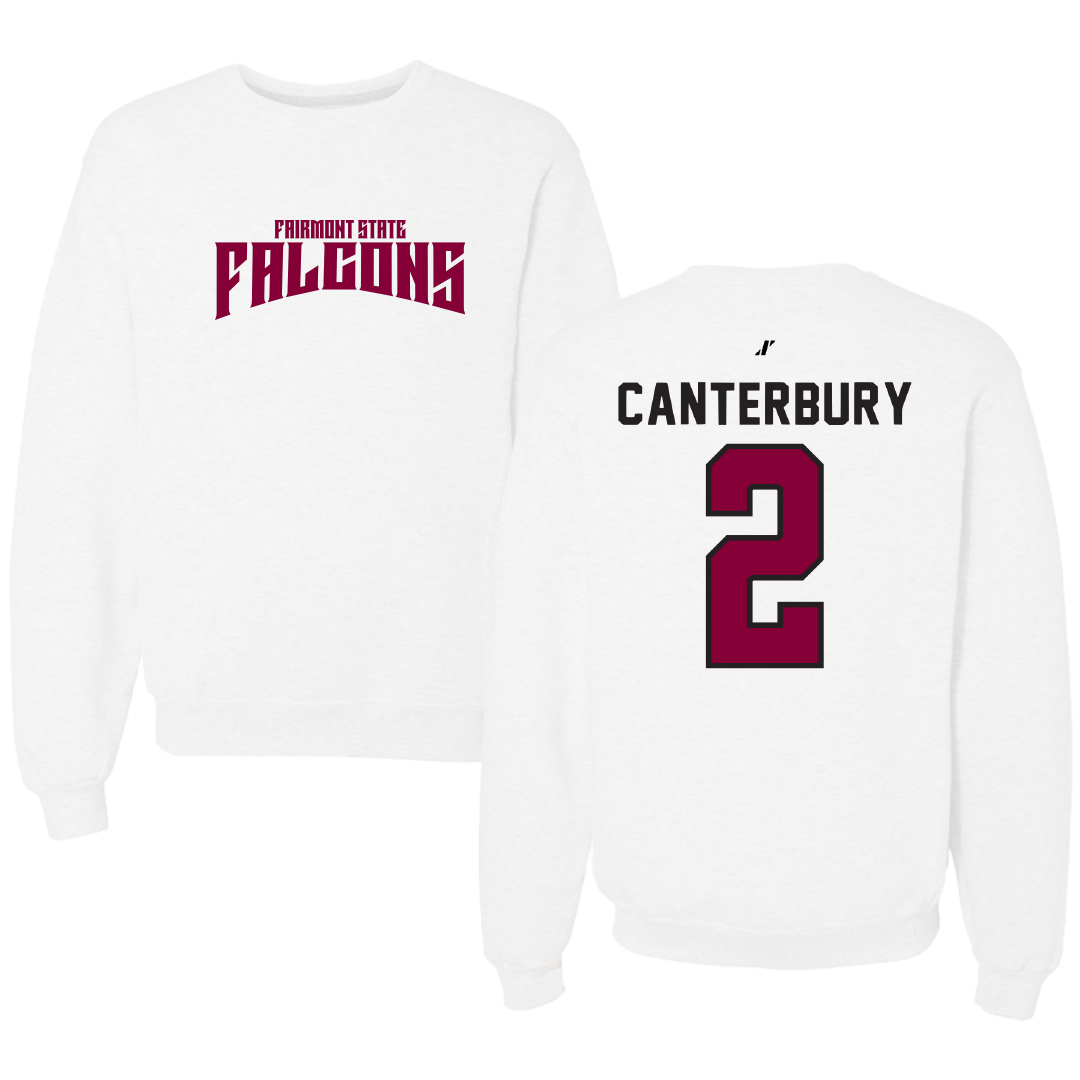 Fairmont State University Baseball White Classic Crewneck - #2 Noah Canterbury