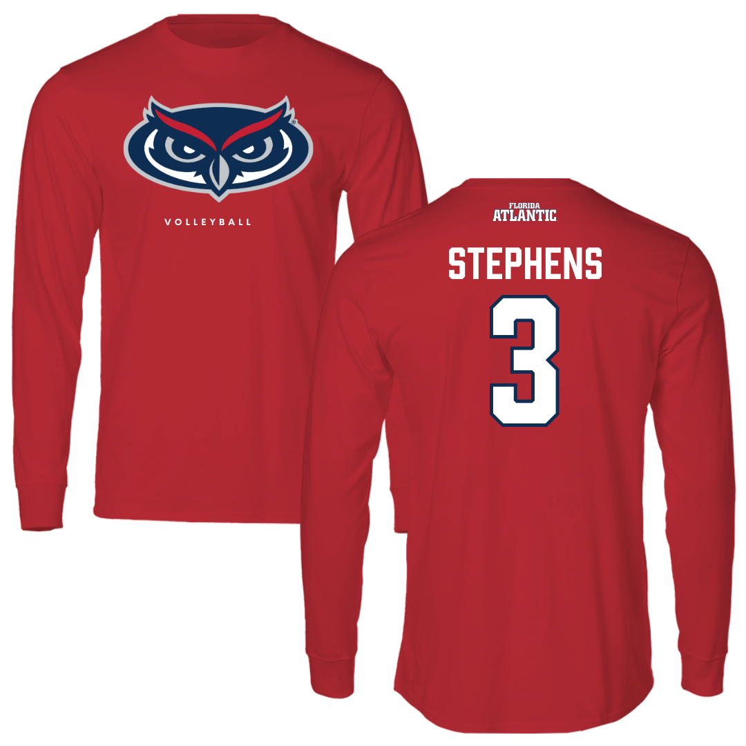 Florida Atlantic University Volleyball Red Long Sleeve - #3 Nono Stephens