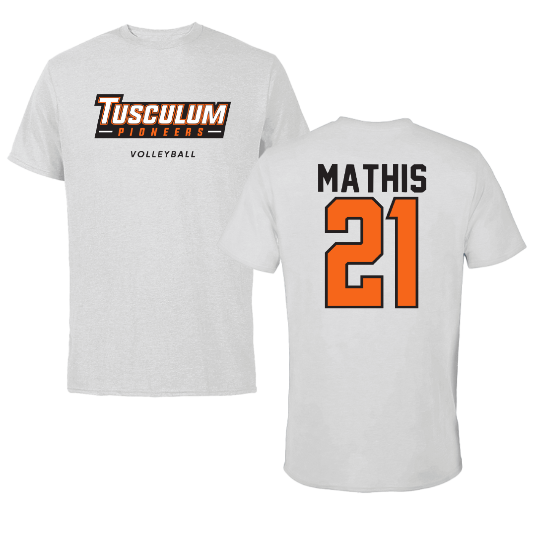 Tusculum University Volleyball Light Gray Performance Tee - #21 Reef Mathis