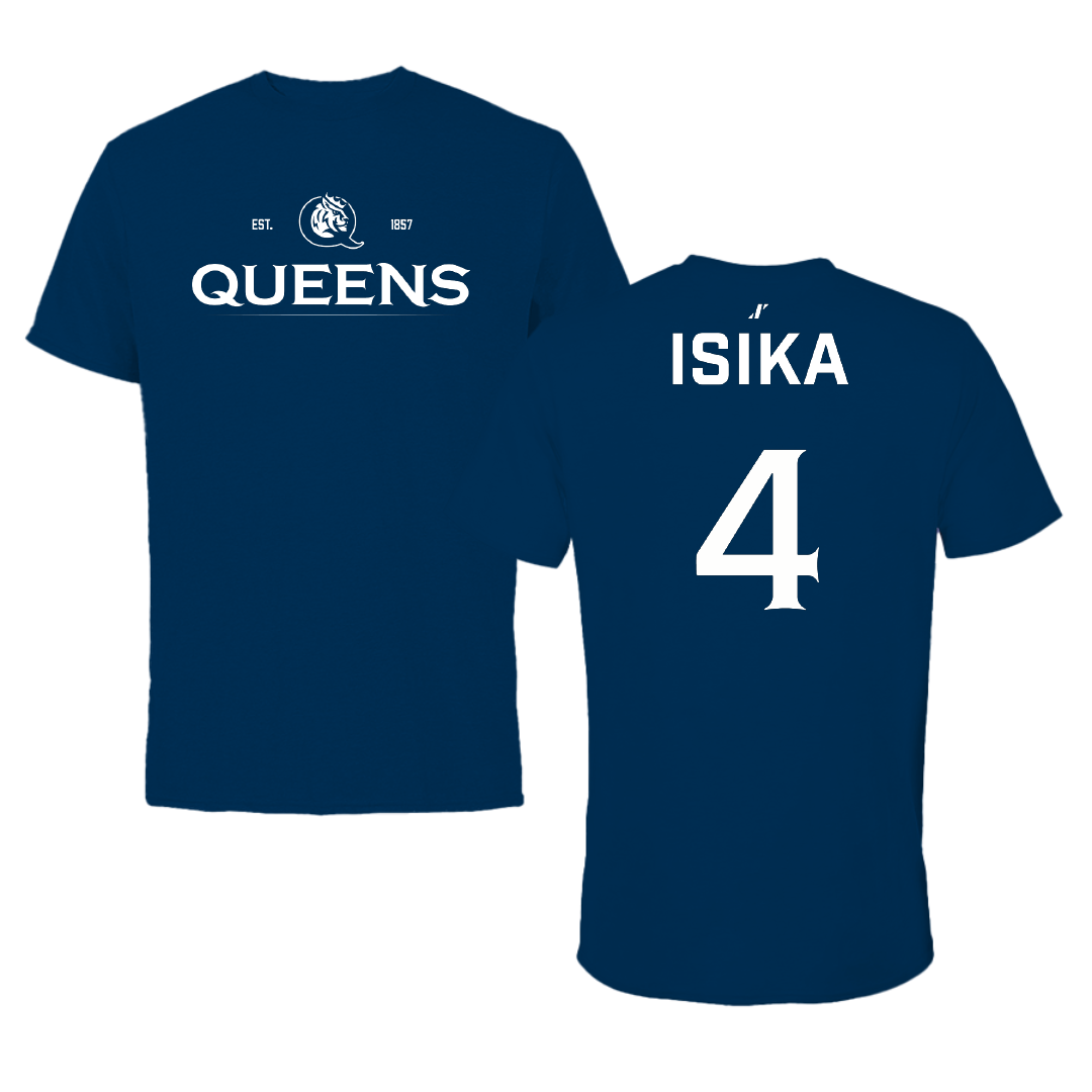 Queens University of Charlotte Lacrosse Navy General Performance Tee - #4 Grant Isika