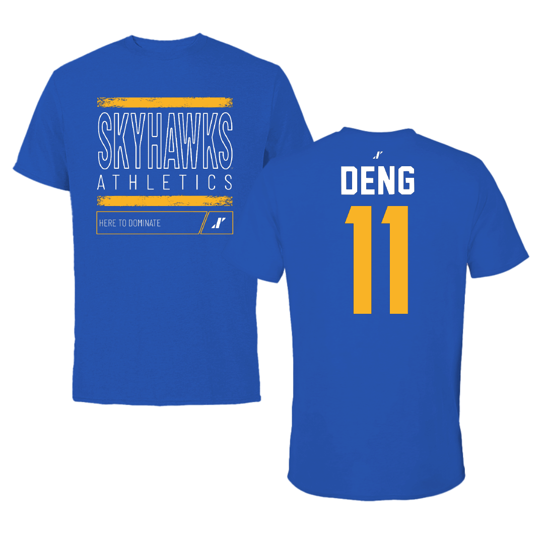 Fort Lewis College Basketball Blue Dominate Tee - #11 Chuol Deng