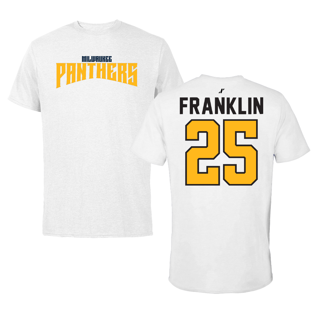 University of Wisconsin-Milwaukee Basketball White Classic Tee - #25 Aaron Franklin