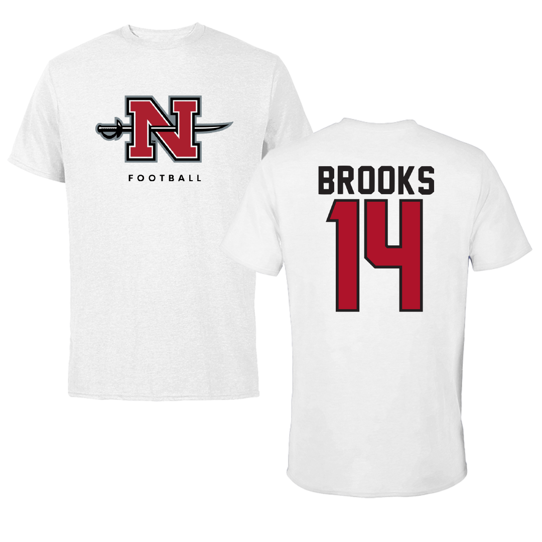 Nicholls State University Football White Tee - #14 Danye Brooks