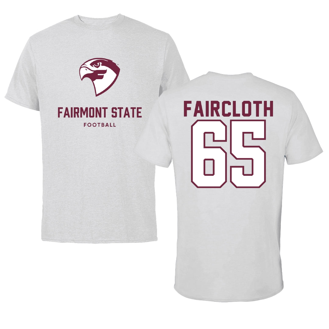 Fairmont State University Football Light Gray Performance Tee - #65 Eli Faircloth