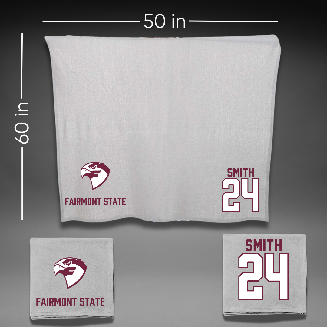 Fairmont State University Football Gray Blanket - #24 Gavin Smith
