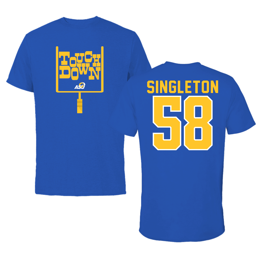 Angelo State University Football Blue Touchdown Tee - #58 Kobe Singleton