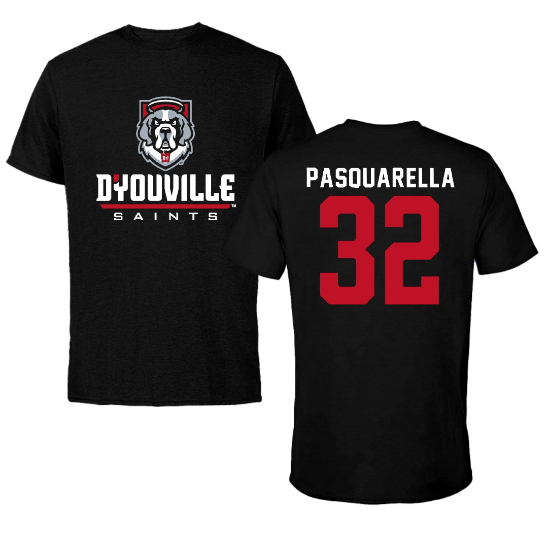 D'Youville University Baseball Black Performance Tee - #32 Michael Pasquarella