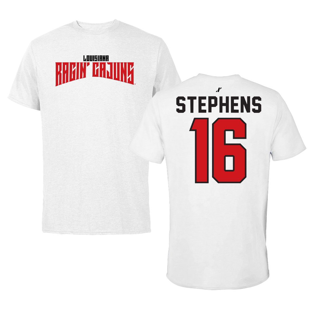 University of Louisiana at Lafayette Soccer White Classic Tee - #16 Sisley Stephens