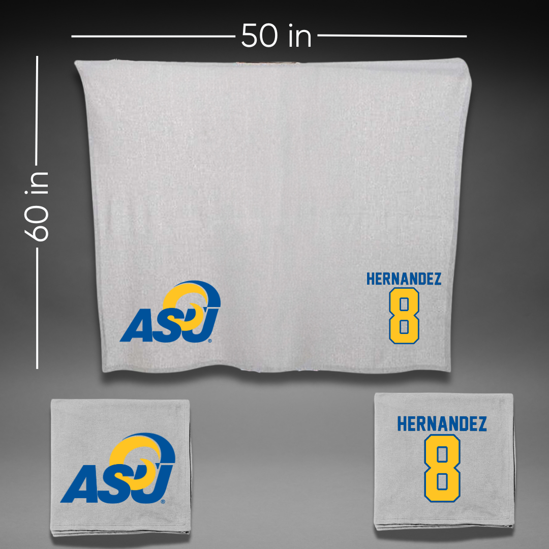 Angelo State University Soccer Gray Blanket - #8 Isabella Hernandez