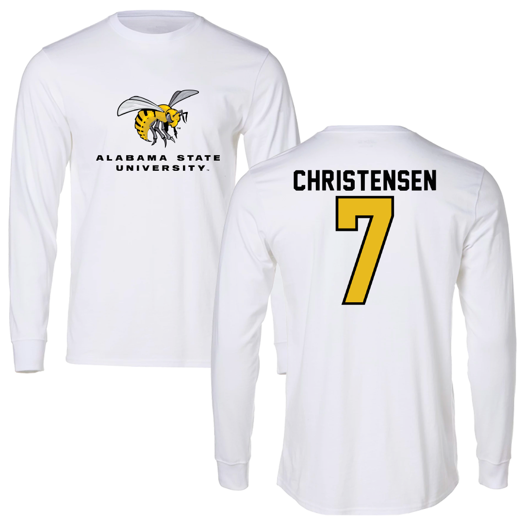 Alabama State University Baseball White Block Long Sleeve - #7 Jax Christensen