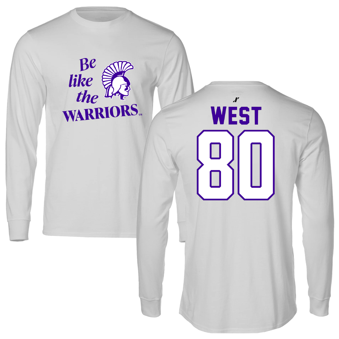 Winona State University Football Light Gray Be Like Us Performance Long Sleeve - #80 Jaylen West