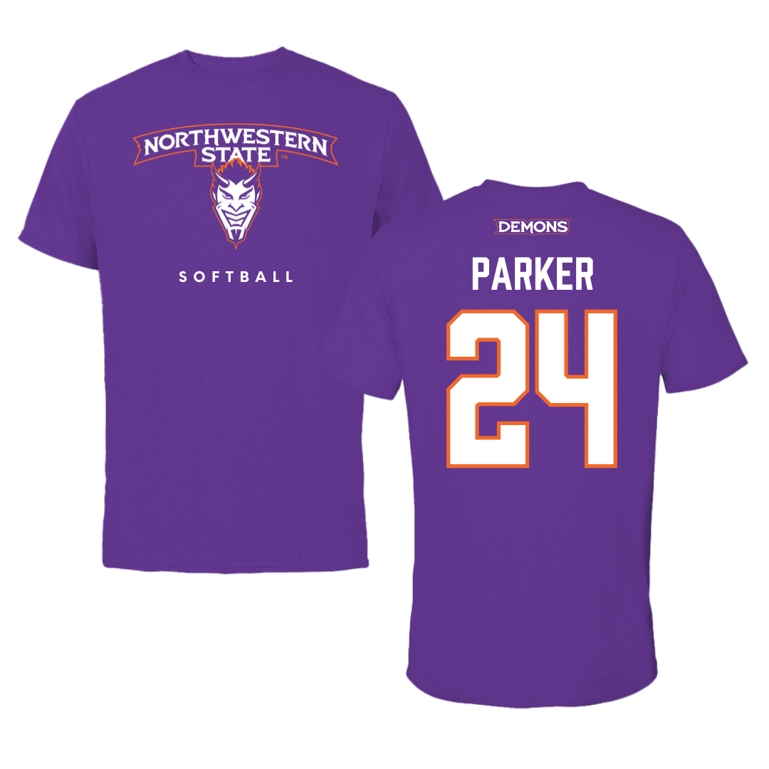 Northwestern State University Softball Purple Mascot Tee - #24 Haley Parker