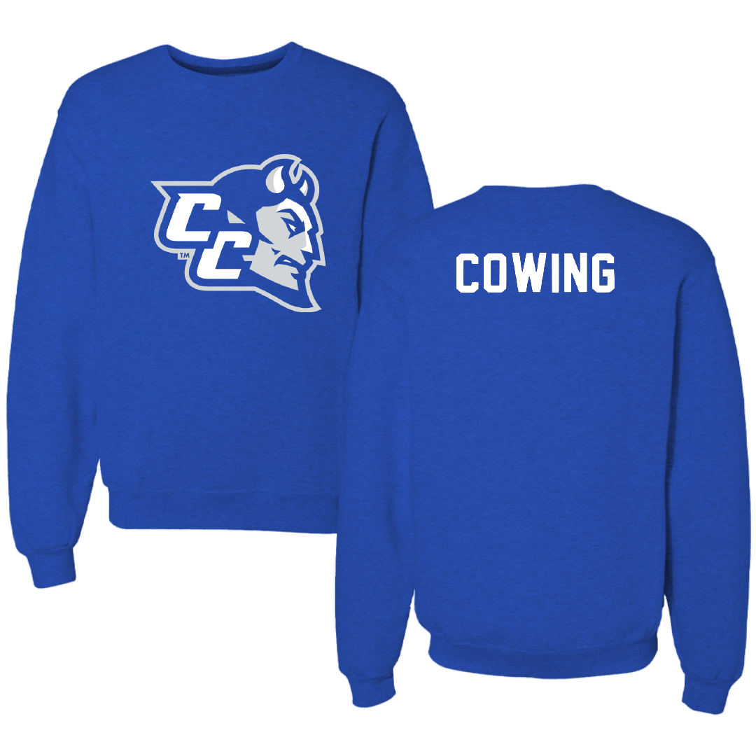 Central Connecticut State University Swimming & Diving Blue Crewneck - Lauryn Cowing
