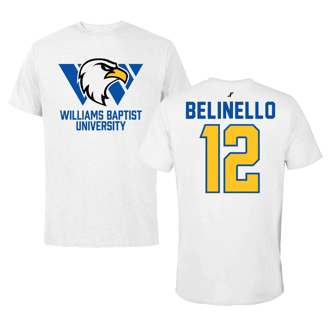 Williams Baptist University Soccer White Tee - #12 Lucas Belinello
