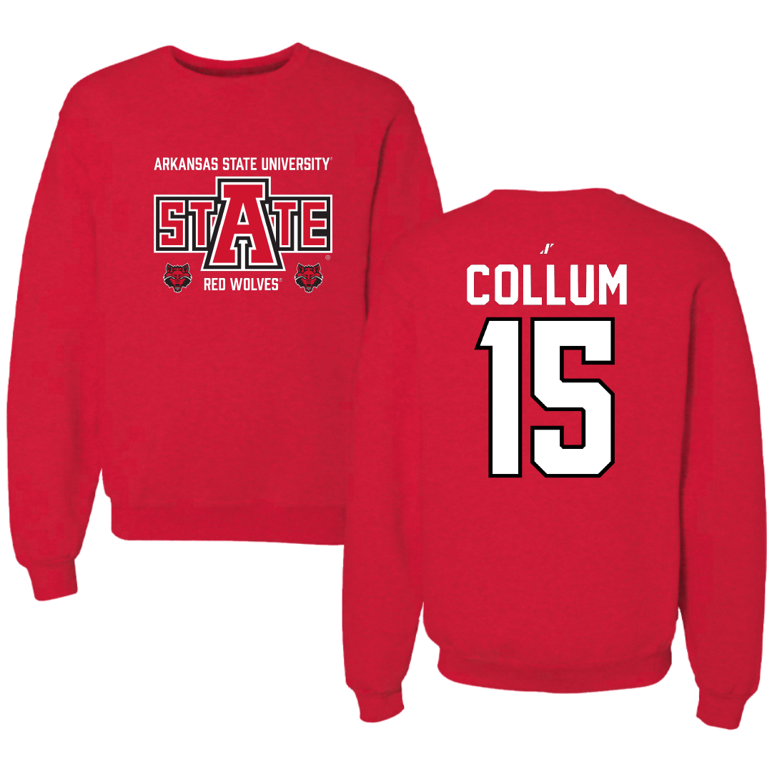 Arkansas State University Volleyball Red General Crewneck - #15 Addison Collum