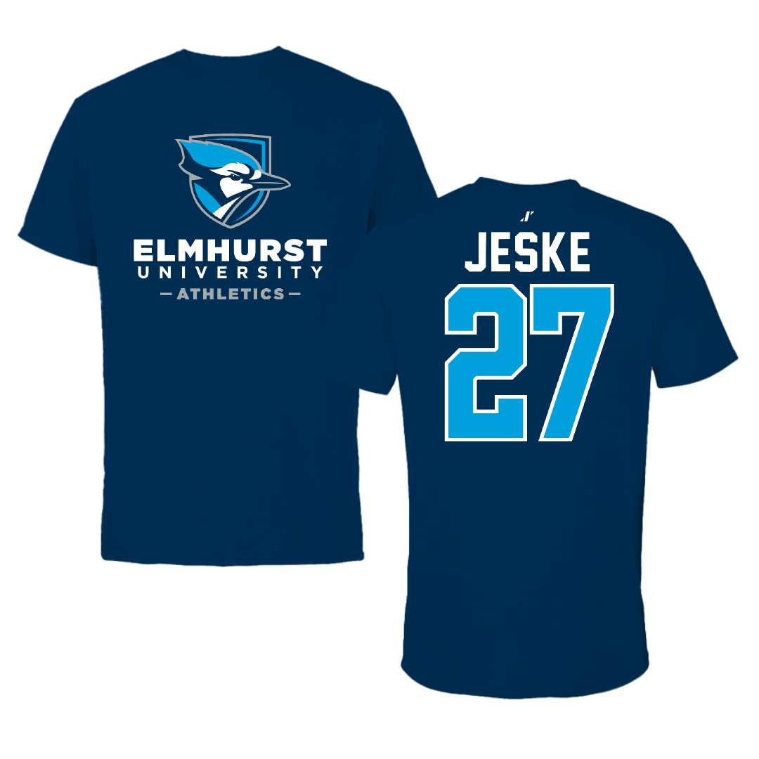 Elmhurst University Soccer Navy Performance Tee - #27 Haley Jeske