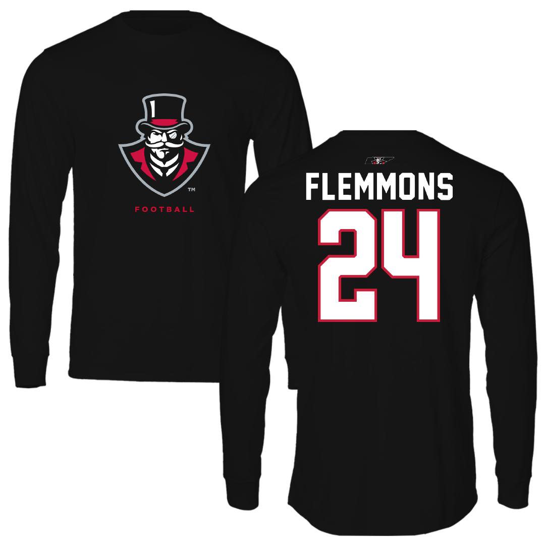 Austin Peay State University Football Black Mascot Performance Long Sleeve - #24 Jeremiah Flemmons