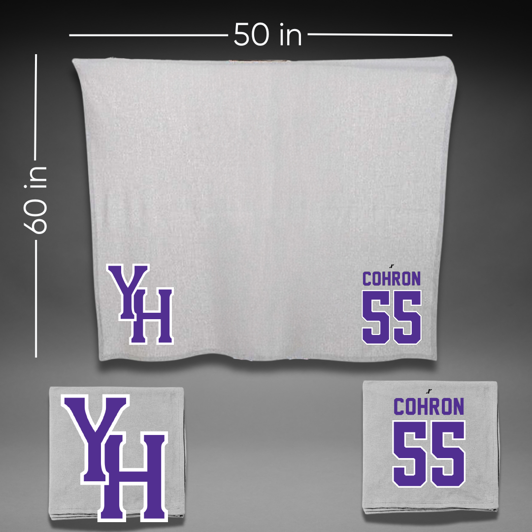 Young Harris College Lacrosse Gray Blanket - #55 Trey Cohron