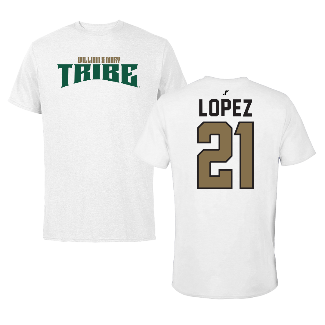 William & Mary Lacrosse White Classic Tee - #21 Anna Lopez