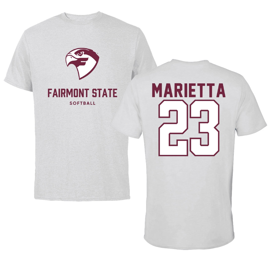 Fairmont State University Softball Light Gray Performance Tee - #23 Breonna Marietta