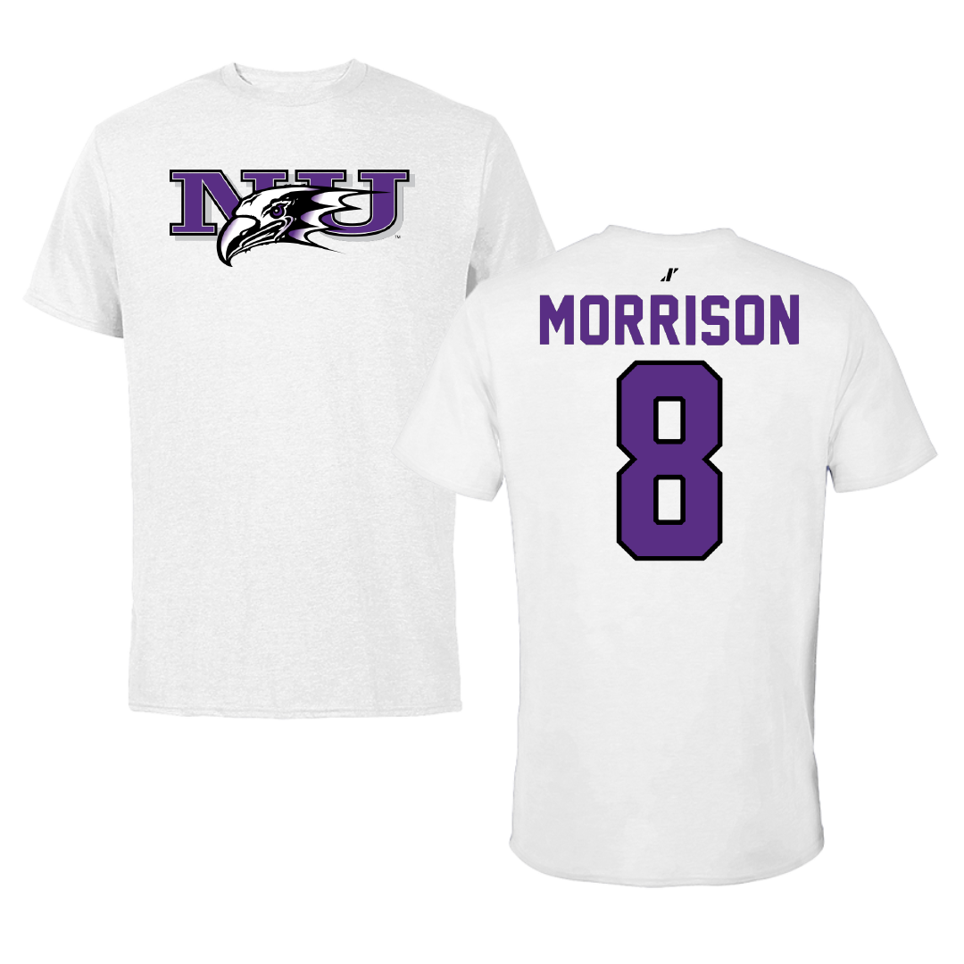 Niagara University Baseball White Performance Tee - #8 Hayden Morrison