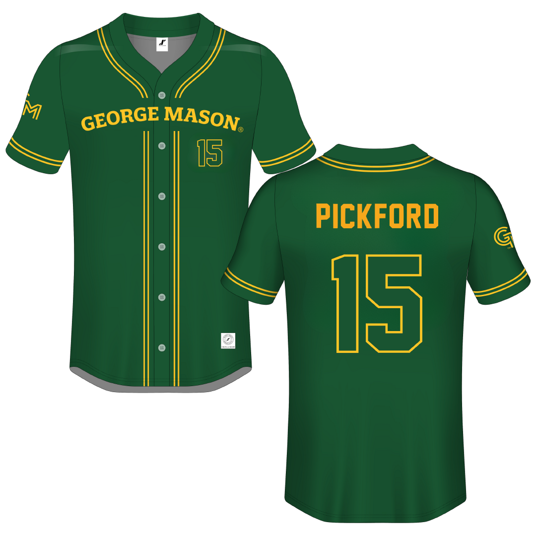 George Mason University Green GM Button-Down Jersey - #15 Logan Pickford