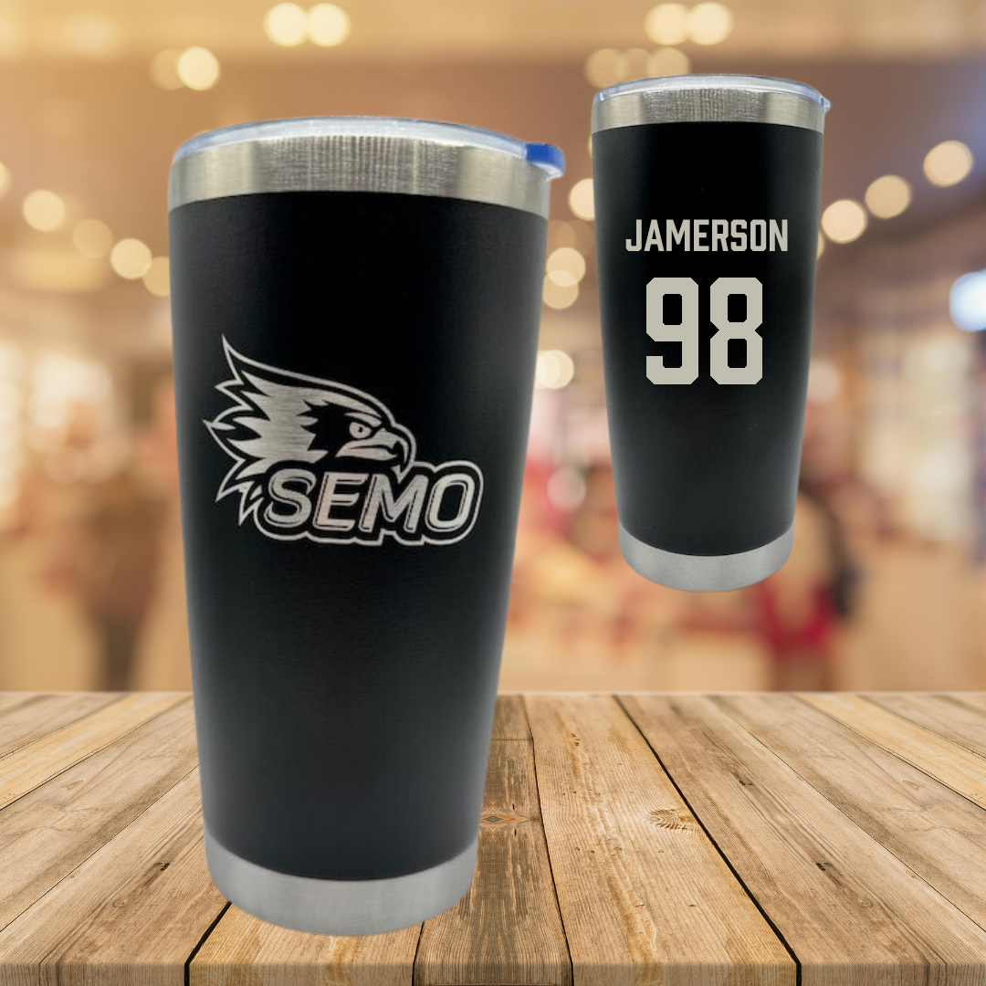 Southeast Missouri State University Football Black Stainless Steel Tumbler - #98 Michael Jamerson