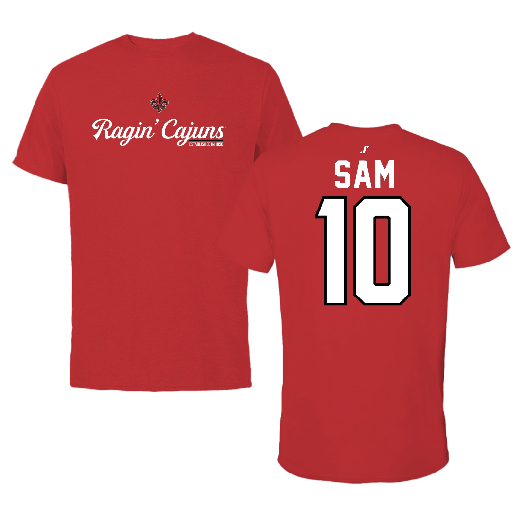 University of Louisiana at Lafayette Basketball Red General Tee - #10 Aasia Sam
