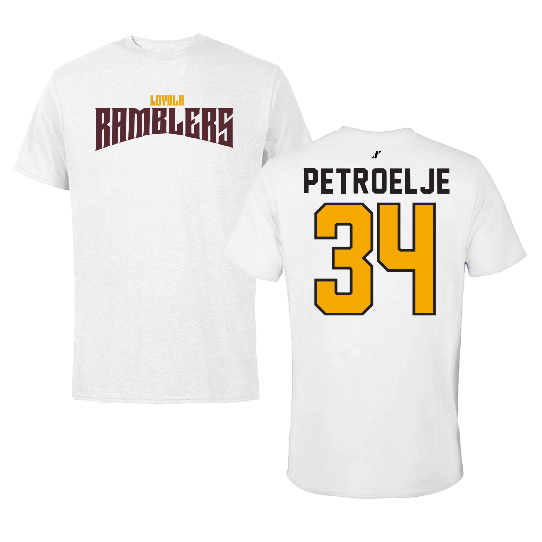 Loyola University-Chicago Basketball White Classic Tee - #34 Maddie Petroelje