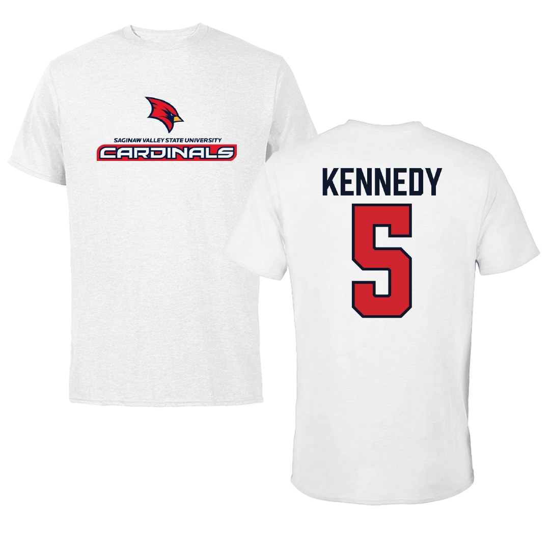Saginaw Valley State University Football White Performance Tee - #5 Anthony Kennedy