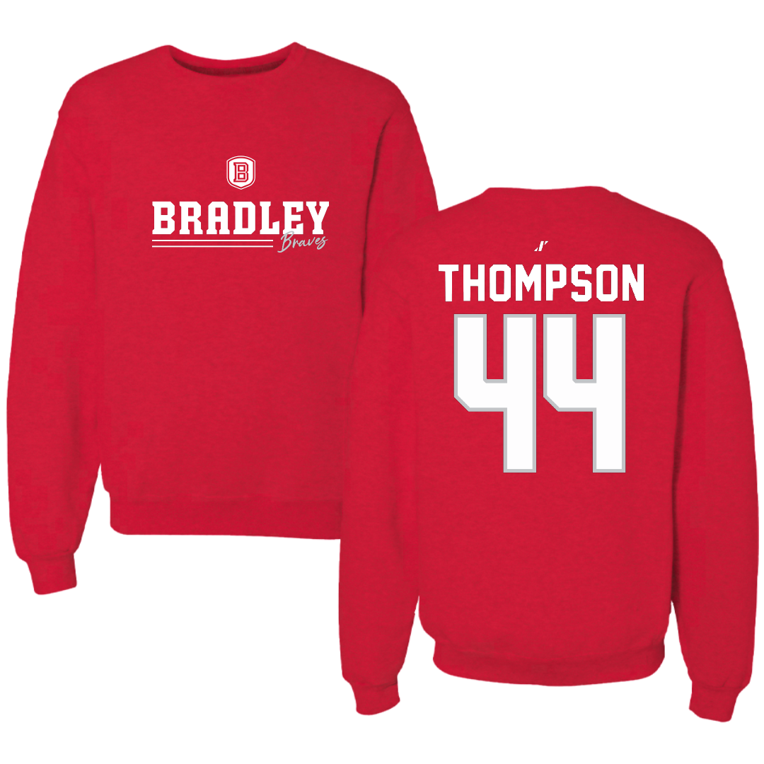 Bradley University Baseball Red General Crewneck - #44 Gavin Thompson