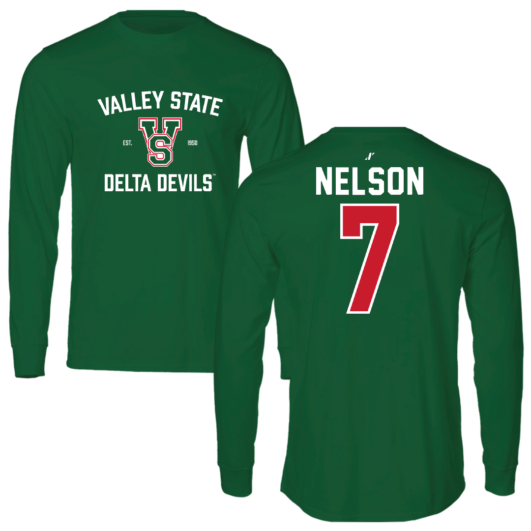 Mississippi Valley State University Football Green General Long Sleeve - #7 Camo Nelson