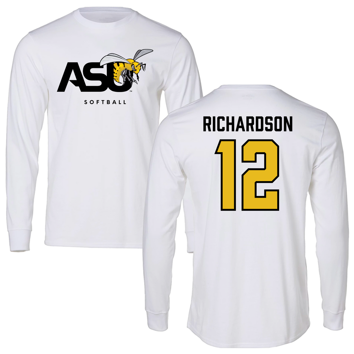 Alabama State University Softball White Long Sleeve - #12 Leah Richardson