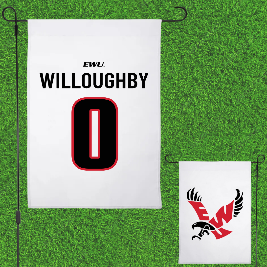 Eastern Washington University Soccer White Garden Flag - #0 Kamryn Willoughby