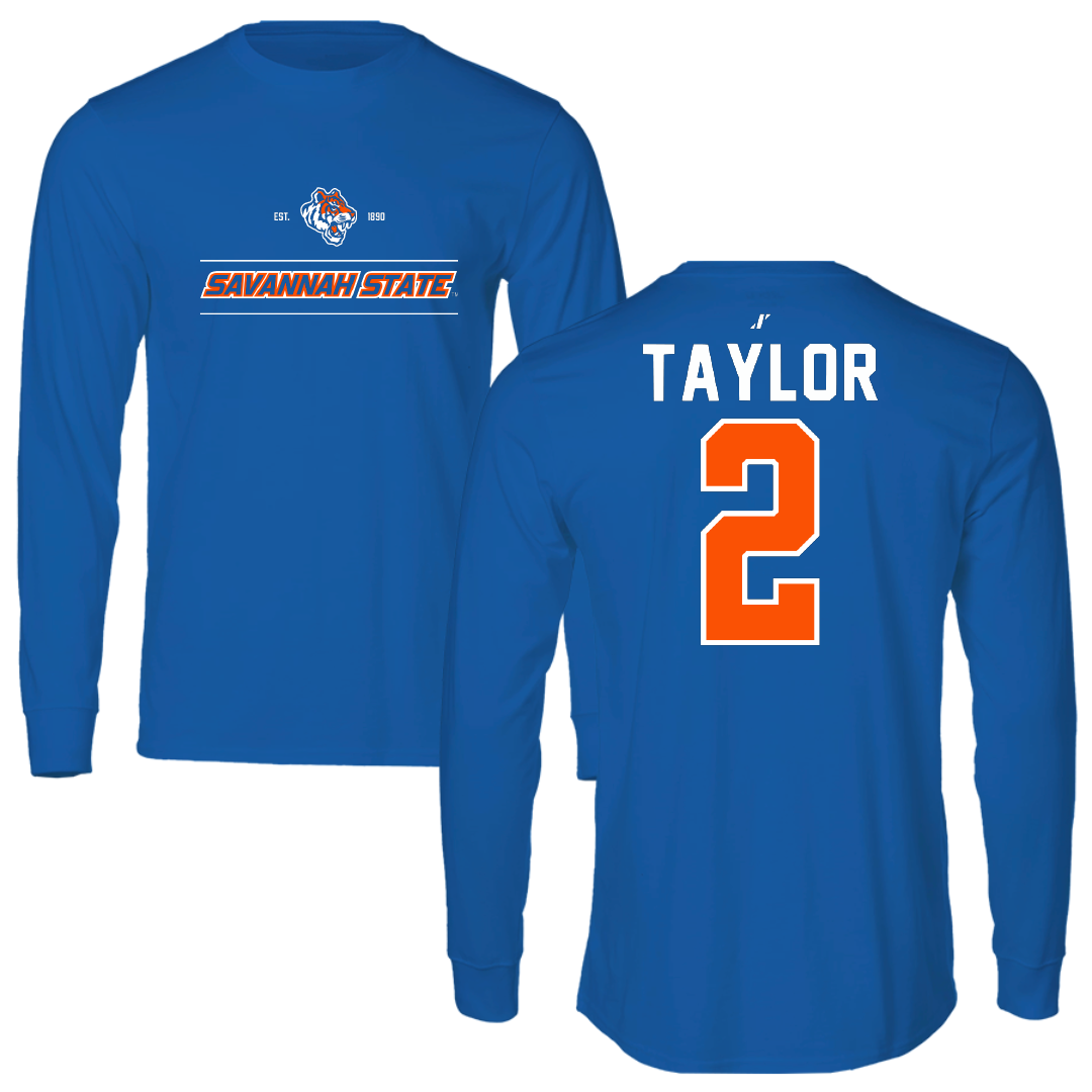 Savannah State University Baseball Blue General Performance Long Sleeve - #2 Payton Taylor