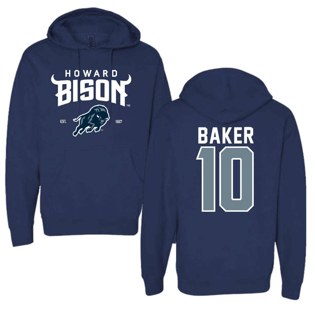 Howard University Soccer Navy General Hoodie - #10 Bryson Baker