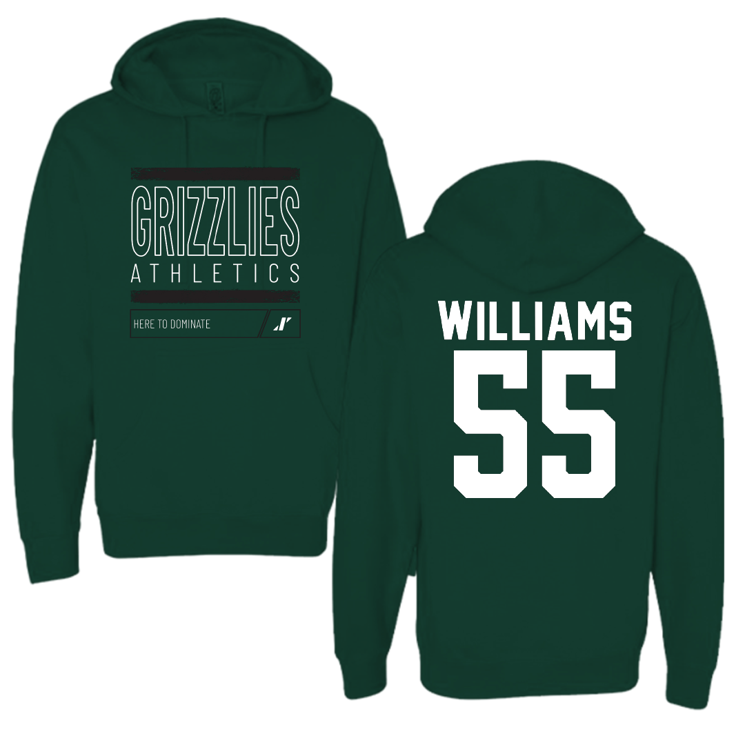 Adams State University Football Forest Green Dominate Hoodie - #55 Quincy Williams