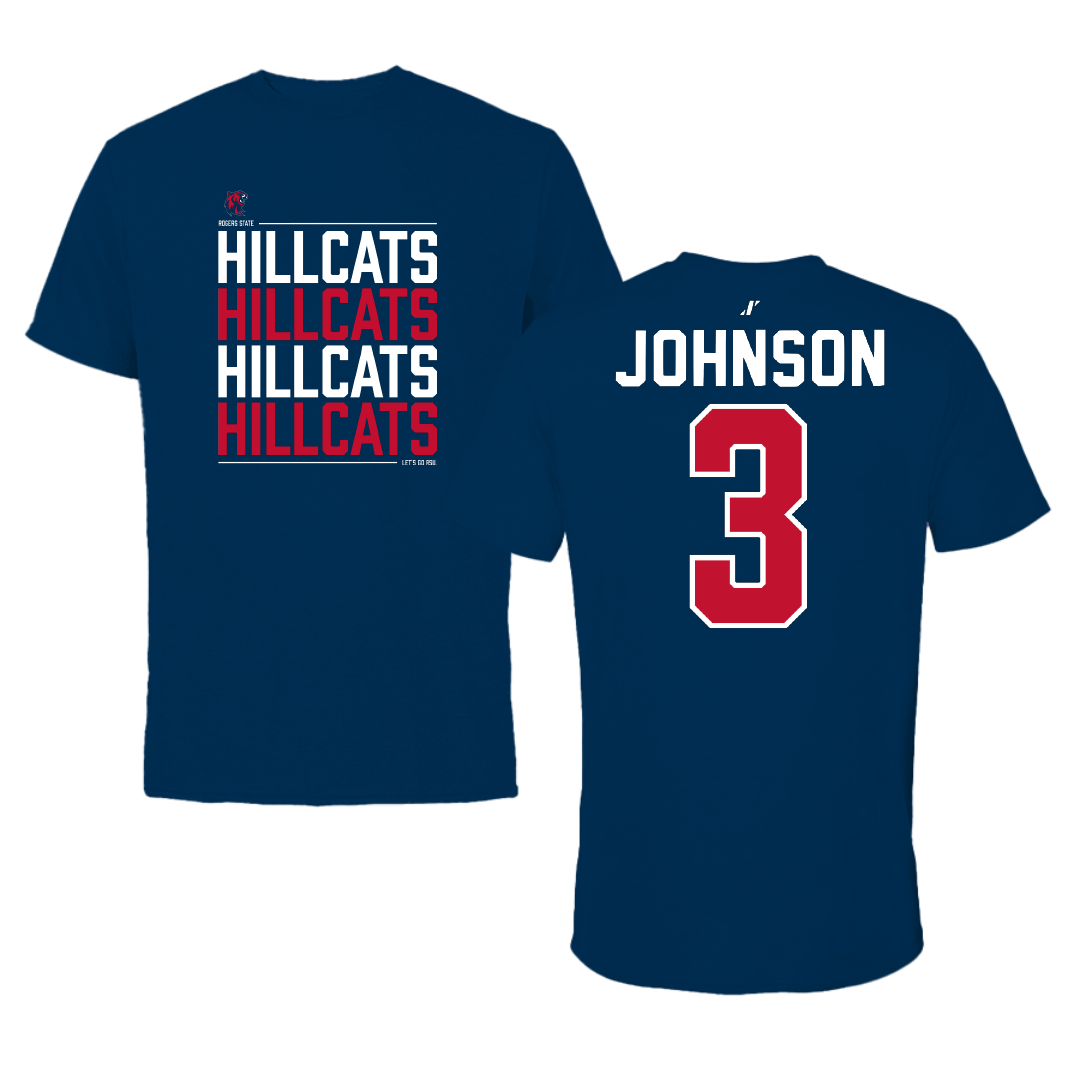 Rogers State University Baseball Navy General Tee - #3 Blake Johnson
