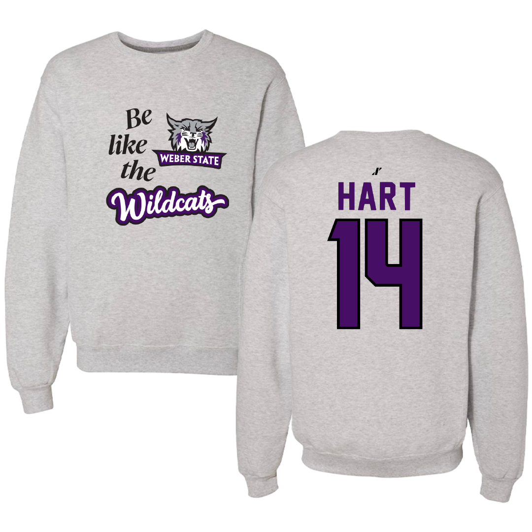 Weber State University Softball Light Gray Be Like Us Crewneck - #14 Jordan Hart