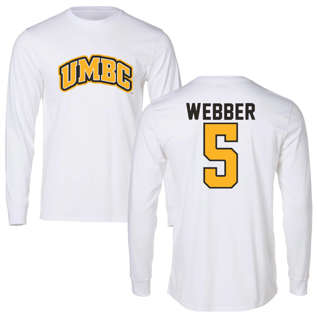 University of Maryland Baltimore County Lacrosse White Performance Long Sleeve - #5 Justin Webber