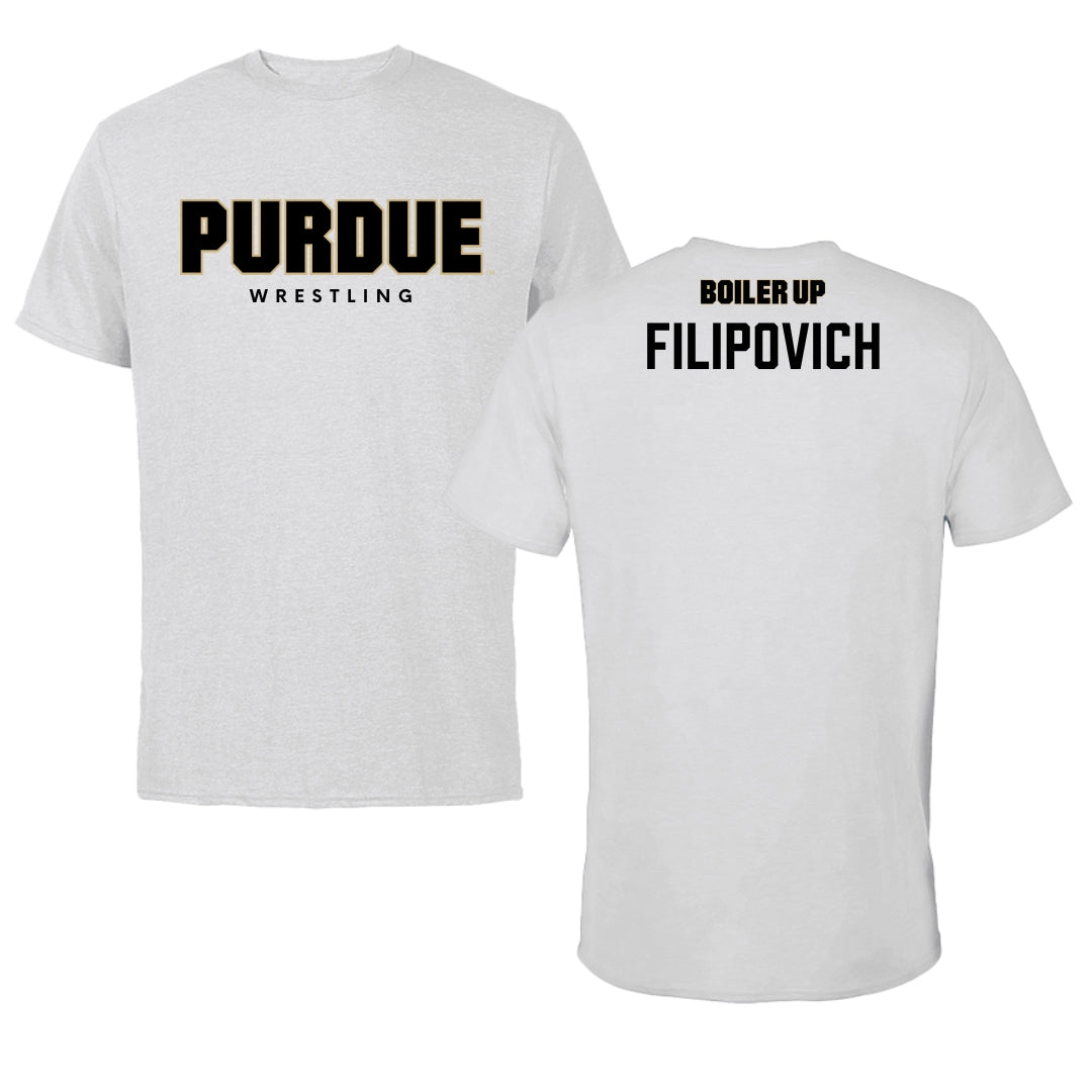 Purdue University Wrestling Solid Athletic Gray Performance Tee - Hayden Filipovich