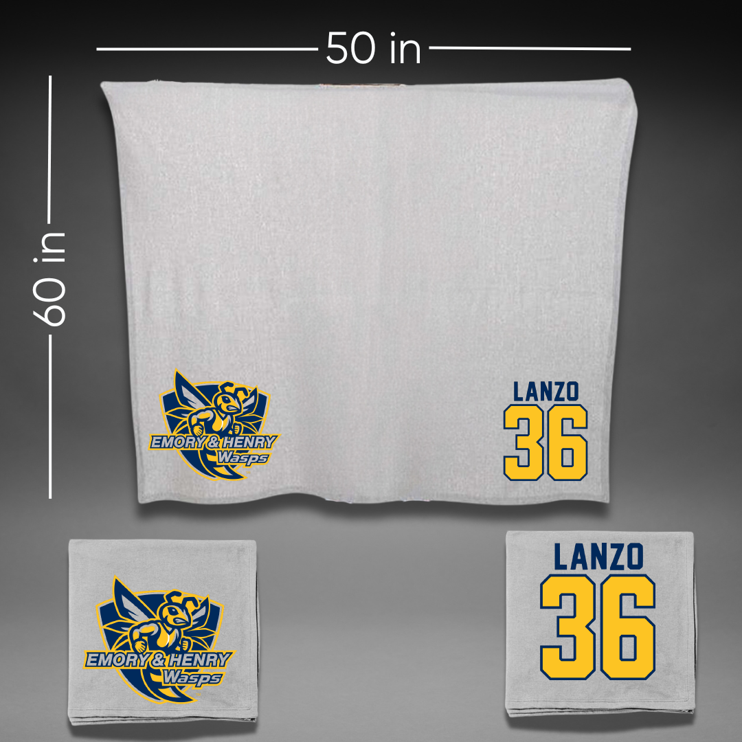 Emory & Henry College Baseball Gray Blanket - #36 Drew Lanzo