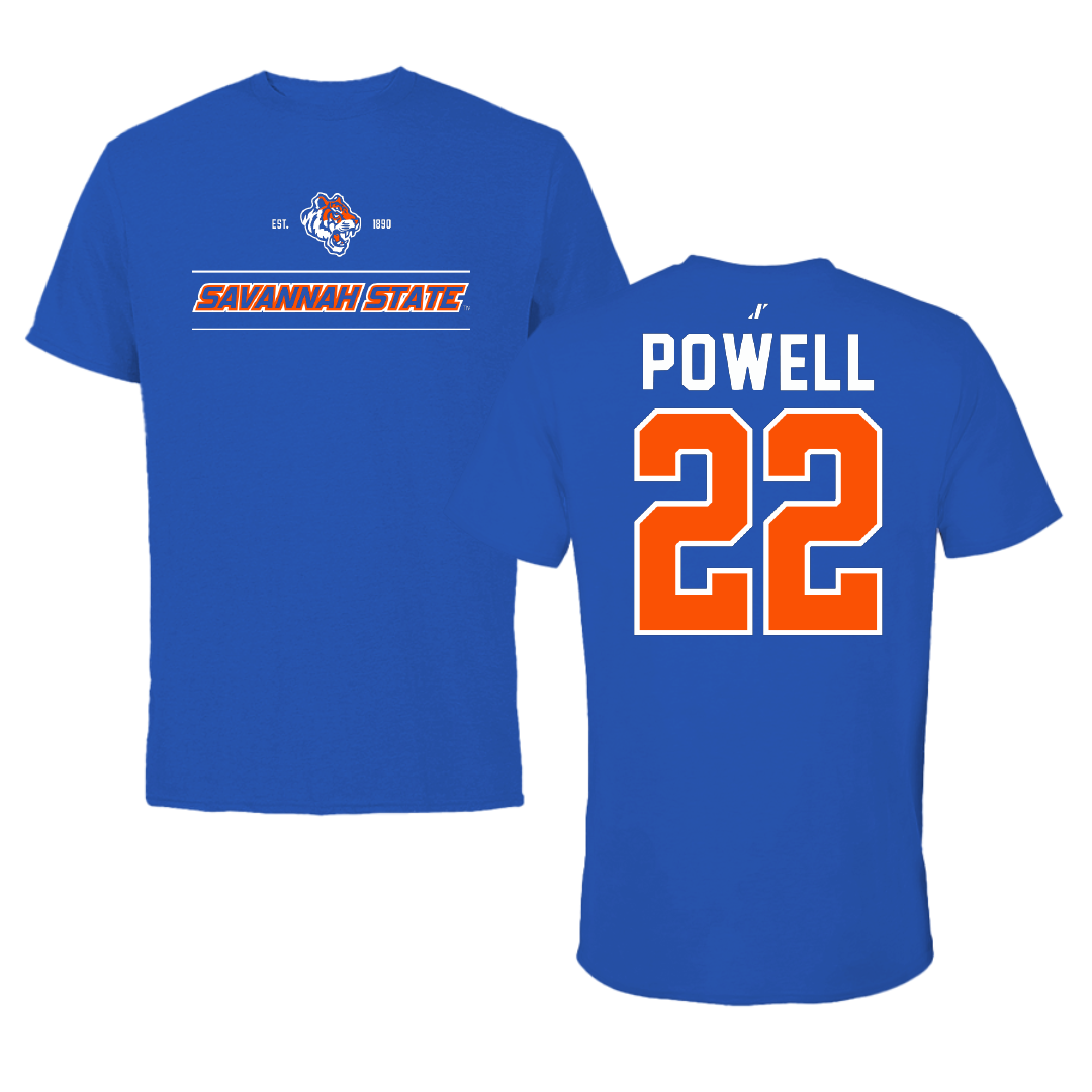 Savannah State University Softball Blue General Performance Tee - #22 Caleigh Powell